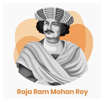  Portrait of Raja Ram Mohan Roy an Indian reformer, Jayanti celebration on 22 May illustration EPS 10. Editable vector. Banner, post, brochure, social media content, template.