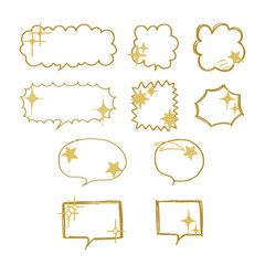 手描き・落書き風の星の吹き出しセット、ベクターイラスト