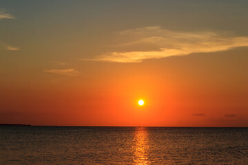 Naklejka na ściany i meble View of the Indian ocean at sunset in Zanzibar, Tanzania