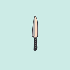 Chefs kitchen knife minimalistic flat vector art symbol / logo, calm pastel colours