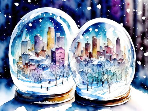 Snow Ball City, Generative AI Illustration