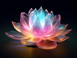 Beautiful spiritual 4d flowers with light in background,Generative AI