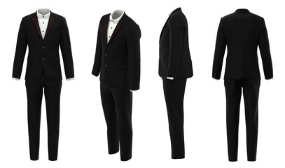 Man Black Suit isolated on white