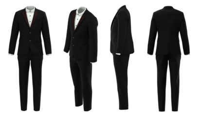 Man Black Suit isolated on white