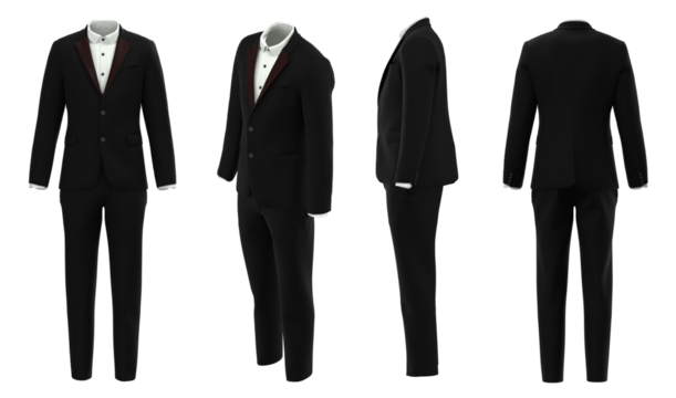 Man Black Suit isolated on white