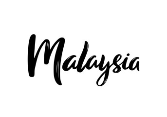 Fototapeta na wymiar Malaysia Lettering. Handwritten Country name. Vector design template.