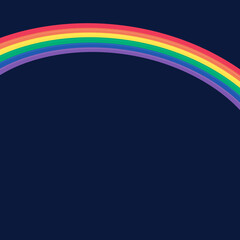 Blue background with abstract rainbow shape decoration. Pride month illustration