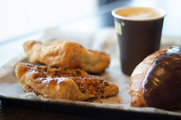 cup of coffee and croissant
