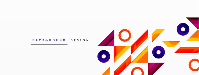 Colorful triangles and circles abstract background. Design for wallpaper, banner, background, landing page, wall art, invitation, prints, posters