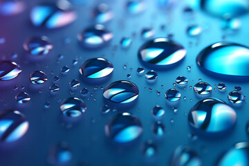 AI Generated: Extreme Close-Up of Water Droplets. Macro Abstract of Refreshing and Pristine Nature. High Definition Clarity in Close-Up Shot. Captivating Aquatic Magnification. Generative AI. - obrazy, fototapety, plakaty