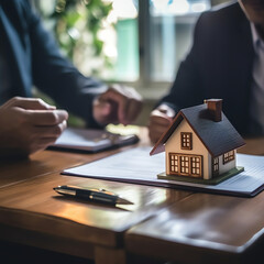 AI Generated: Couple Near Calculator with House Model - Financial Planning for Homeownership. Investment and Savings for the Dream Home. AI-Assisted Couple Finance Concept. Generative AI.