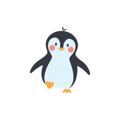 Funny comic penguin simple cartoon character flat vector illustration isolated.