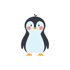 Adorable little penguin simple cartoon character vector illustration isolated.