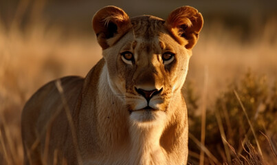 Obraz premium photo of lion in its natural habitat. Generative AI