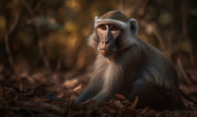 Fototapeta premium photo of mangabey in its natural habitat. Generative AI
