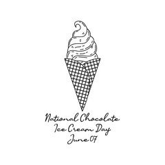 line art of national chocolate ice cream day good for national chocolate ice cream day celebrate. line art. illustration.