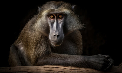 Obraz premium photo of mandrill on black background. Generative AI