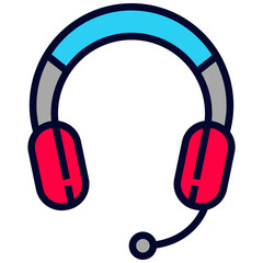 Headphone icon with colorful design isolated on white background. Simple headphone vector illustration