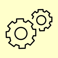 Two rotating gear icon which can be used for presentation materials in the interest of business processes and statistics.