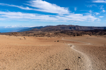 El Teide National Park desert in Tenerife in winter