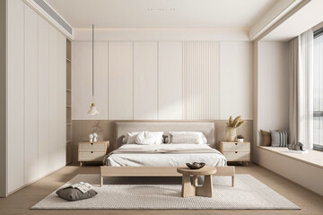 Naklejka na ściany i meble 3d rendering modern bedroom interior design inspiration