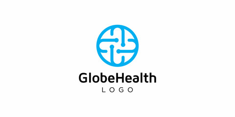 globe health logo design inspiration symbol icon vector