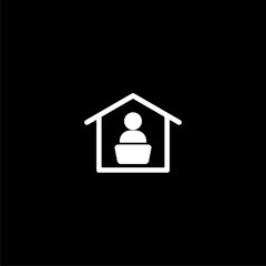 Home office working icon  isolated on black background