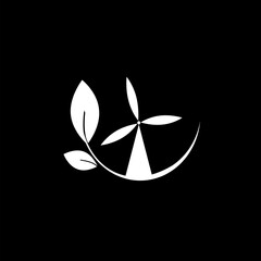 Eco Renewable Green Energy Silhouette Icon isolated on black background 