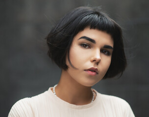 Portrait of beautiful sensual woman with brown eyes.