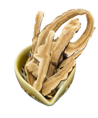 Ganoderma lucidum, sliced in a cup, ready to use.