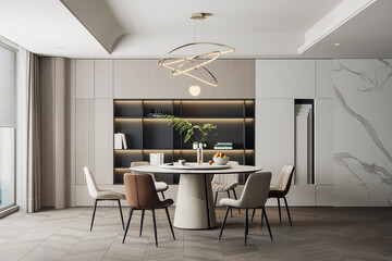 3d render modern dining room interior design