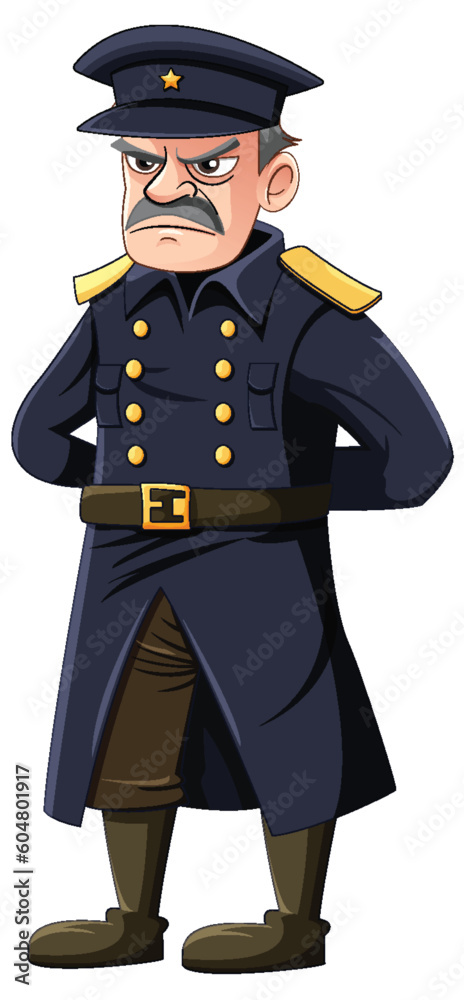 Sticker Serious Military Officer with Grumpy Expression