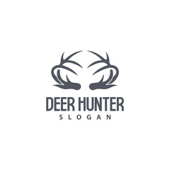 Deer Logo, Deer Hunter Vector, Forest Animal Design, Deer Antlers Retro Vintage Symbol Design Icon