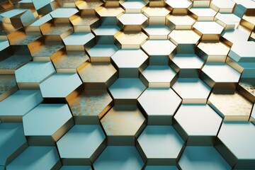 Golden hexagon geometric mirror. Generate Ai