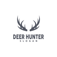 Deer Logo, Deer Hunter Vector, Forest Animal Design, Deer Antlers Retro Vintage Symbol Design Icon