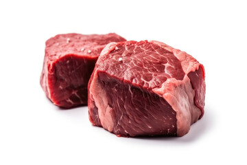 Ostrich Steak Raw On White Background. Generative AI