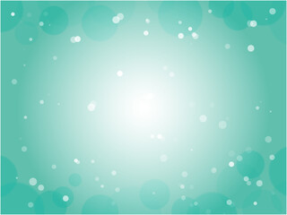 淡いカラー空間に水玉模様が浮かぶアブストラクト背景_エメラルドグリーン