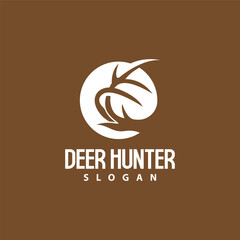 Deer Logo, Deer Hunter Vector, Forest Animal Design, Deer Antlers Retro Vintage Symbol Design Icon