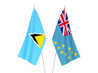 Tuvalu and Saint Lucia flags