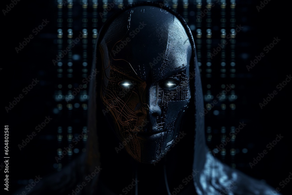 Poster hacker portrait robot. generate ai