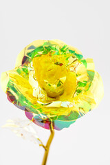 黄色いバラ　キラキラプリズムのバラ　造花