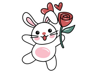 Rabbit Cartoon Cute for Valentines Day
