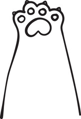 Cute cat paw hand gesture finger doodle outline love heart sign cartoon doodle hand drawing 