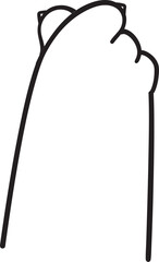 Cute cat paw hand gesture finger doodle outline love heart sign cartoon doodle hand drawing 