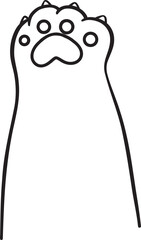 Cute cat paw hand gesture finger doodle outline love heart sign cartoon doodle hand drawing 