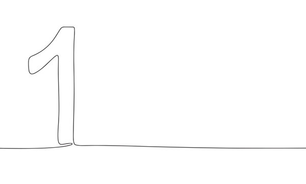 recommend clip art: Number one. One line continuous number 1. Line art, outline, single line silhouette. Hand drawn vector illustration. 