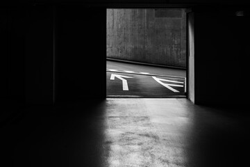 out from the garage