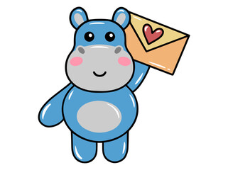 Cute cartoon hippopotamus drawing illustration