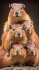 Fototapeta premium A closeup of a cute group of capybaras highly capybara