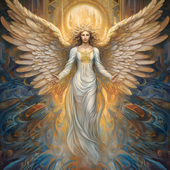 Holy guardian angel art. AI generated. - obrazy, fototapety, plakaty